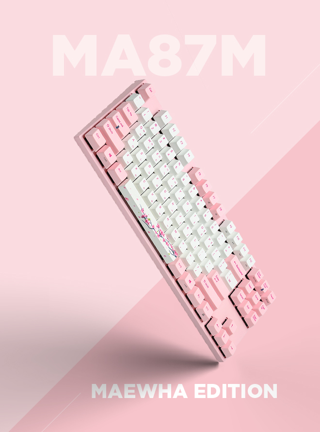 [리퍼 단순개봉 등급] VARMILO MA87M 매화 컬렉션 PBT 염료승화 한글 무접점 기계식 핑크축